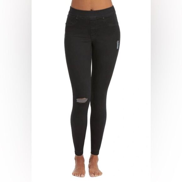 Spanx Distressed Ankle Skinny Denim Jean Legging Vintage Black Size Small - Picture 2 of 15